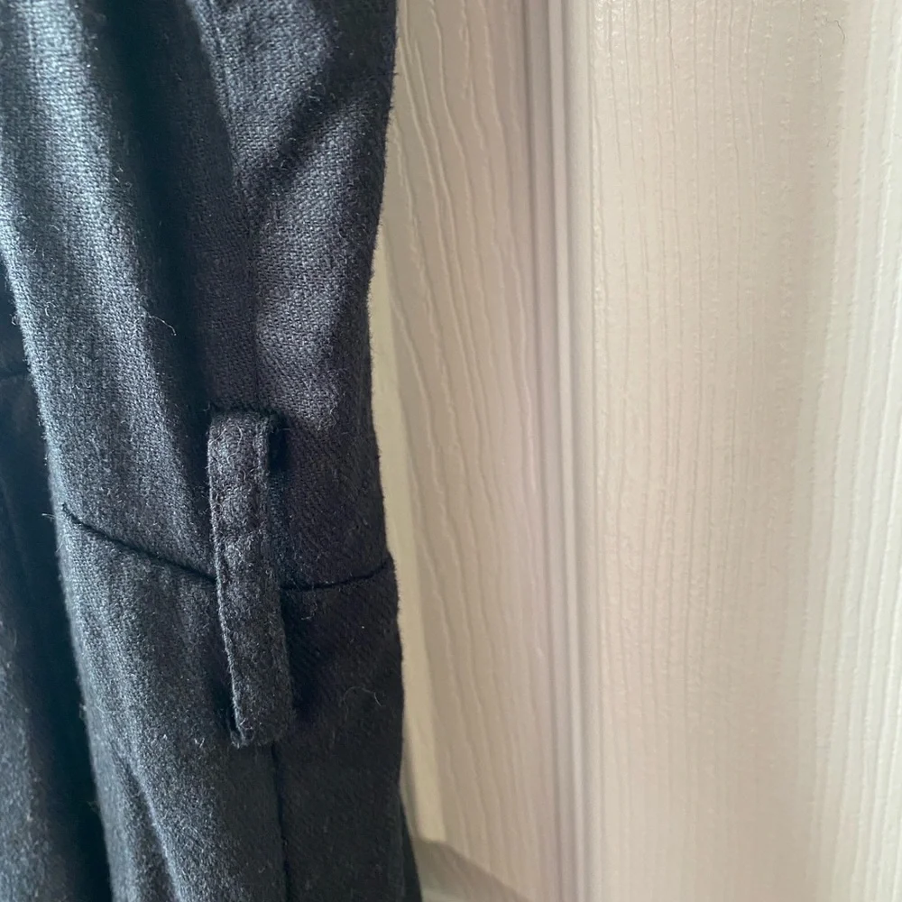 RESET by JANE‎ Black Linen Blend Lagenlook Square Neck Fit n Flare Midi Dress M